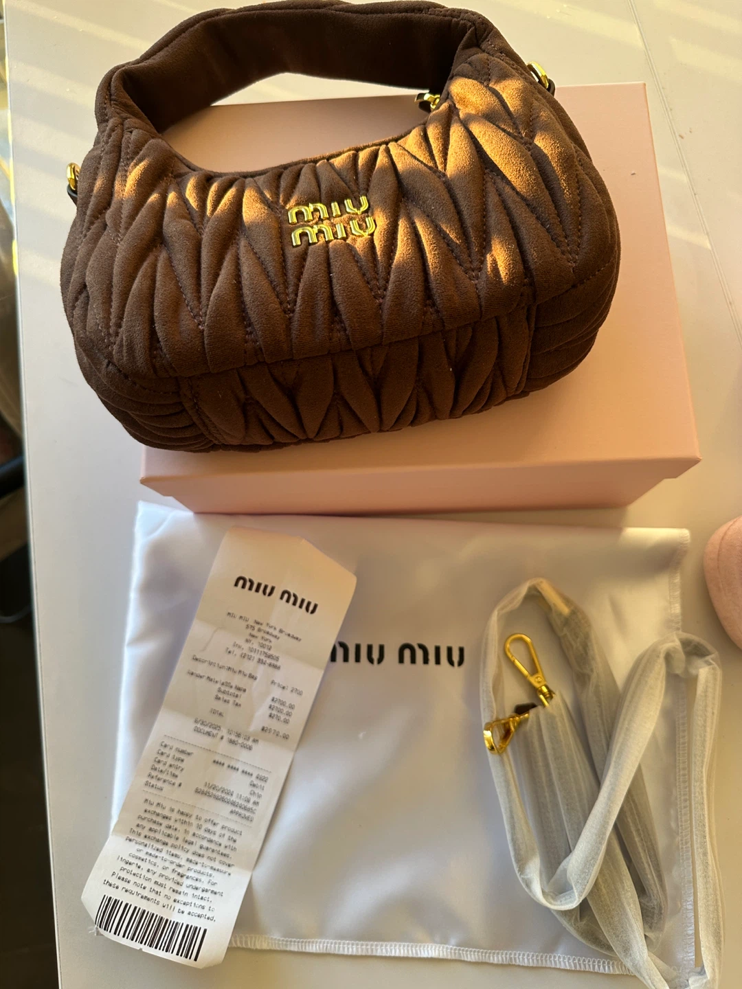 Miu Miu Quilted Shoulder Bag - Brown - photo 5