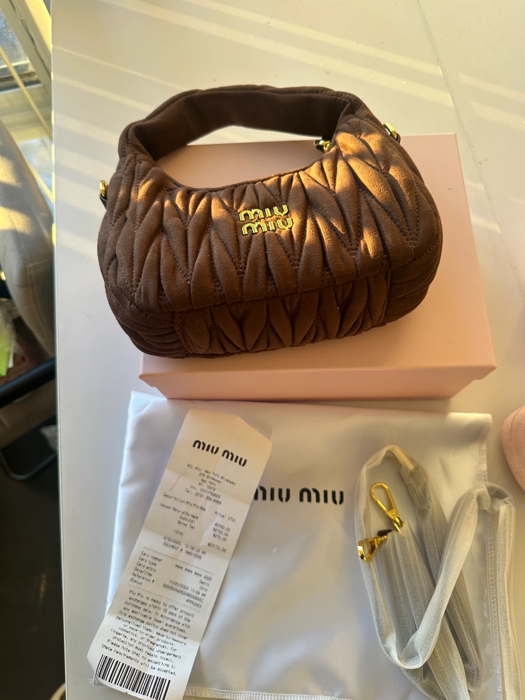 Miu Miu Quilted Shoulder Bag - Brown - photo 3