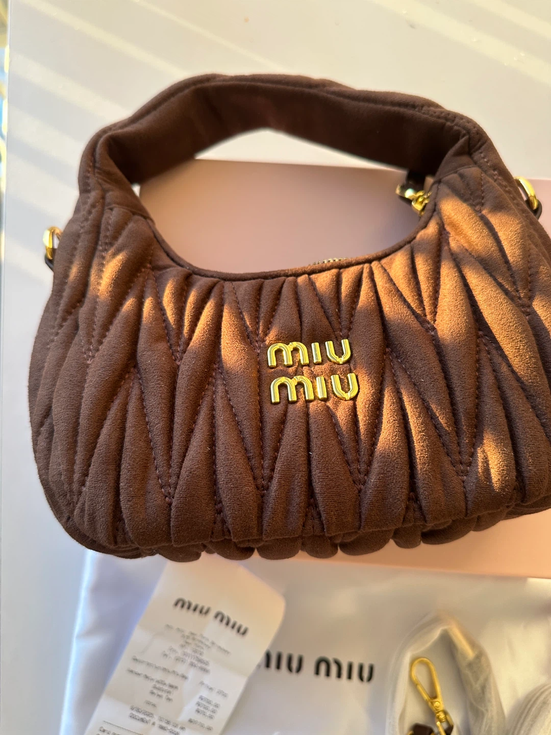 Miu Miu Quilted Shoulder Bag - Brown - photo 4