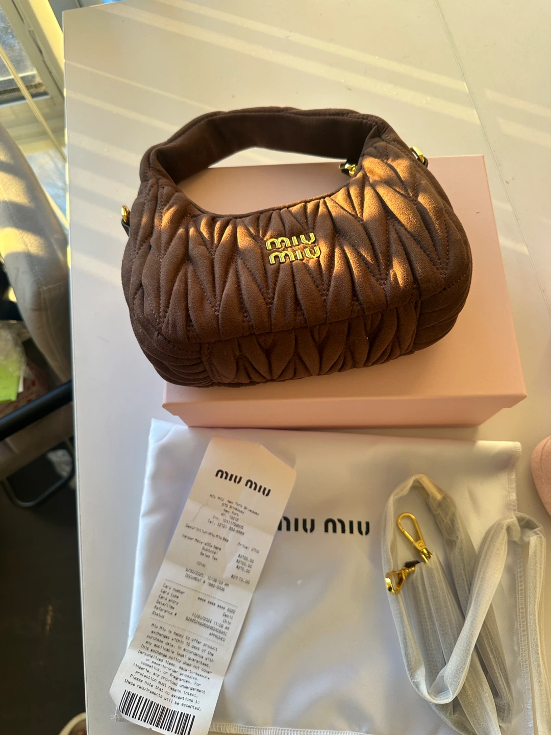 Miu Miu Quilted Shoulder Bag - Brown