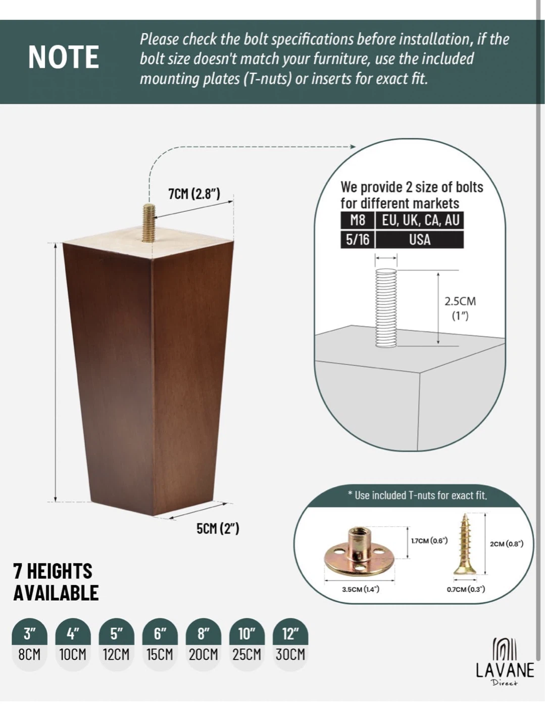 Lavane Direct Wooden Furniture Legs (Set of 4) - photo 5