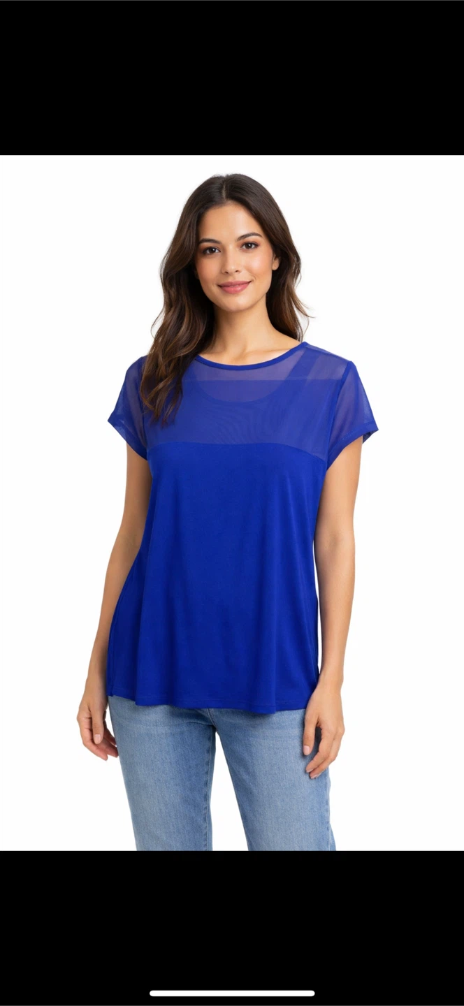 Cable & Gauge Blue Mesh Top Size M
