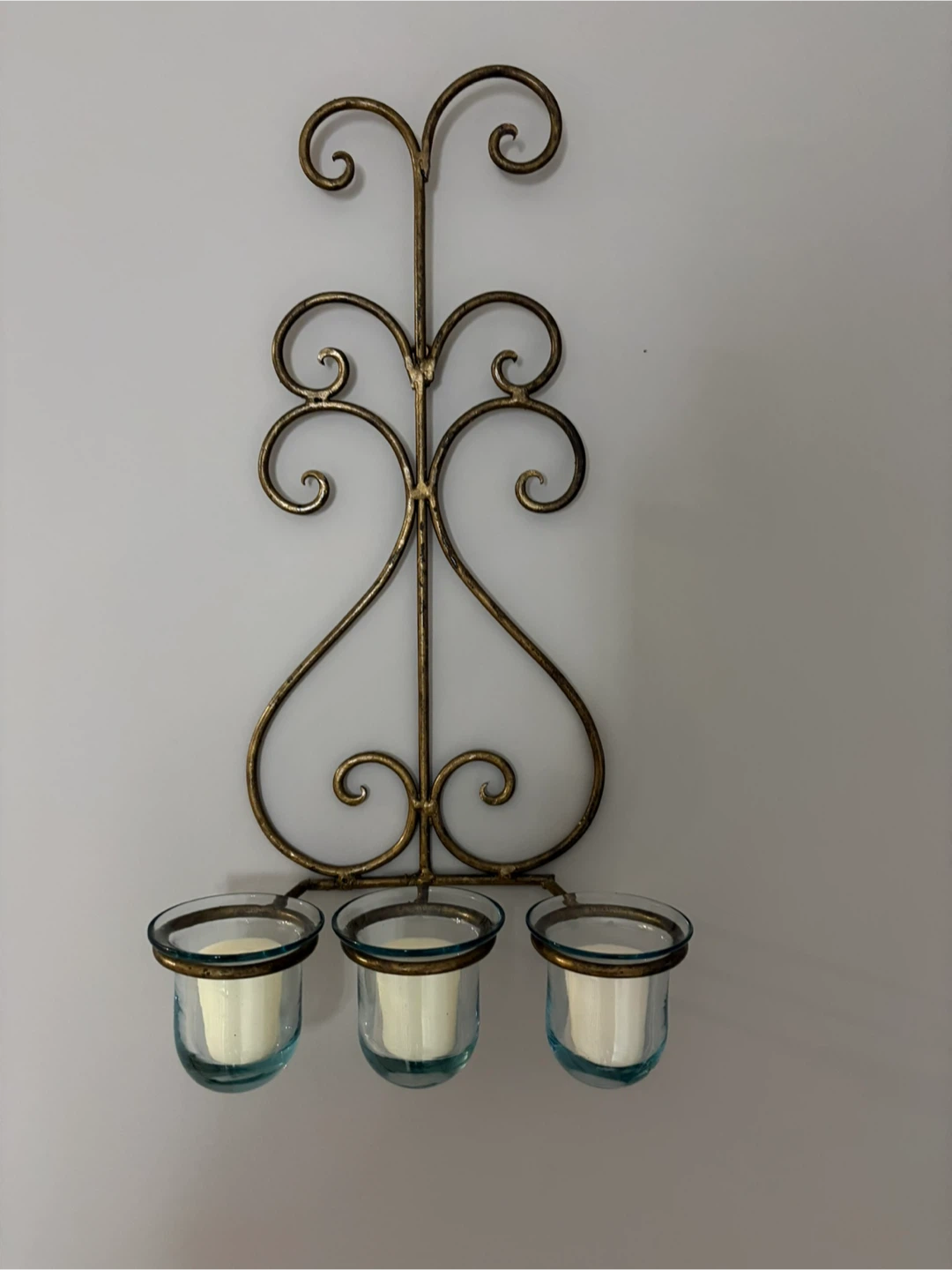 Ornate Gold Metal Wall Sconce Candle Holder