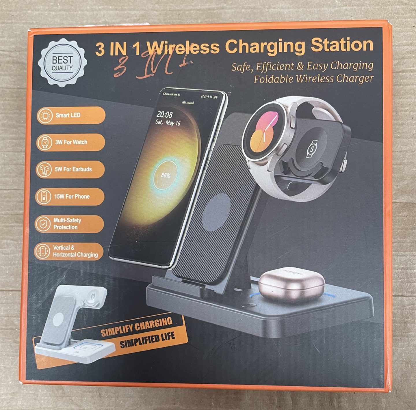 3-IN-1 Wireless Charging Station for Phone, Watch, and Earbuds