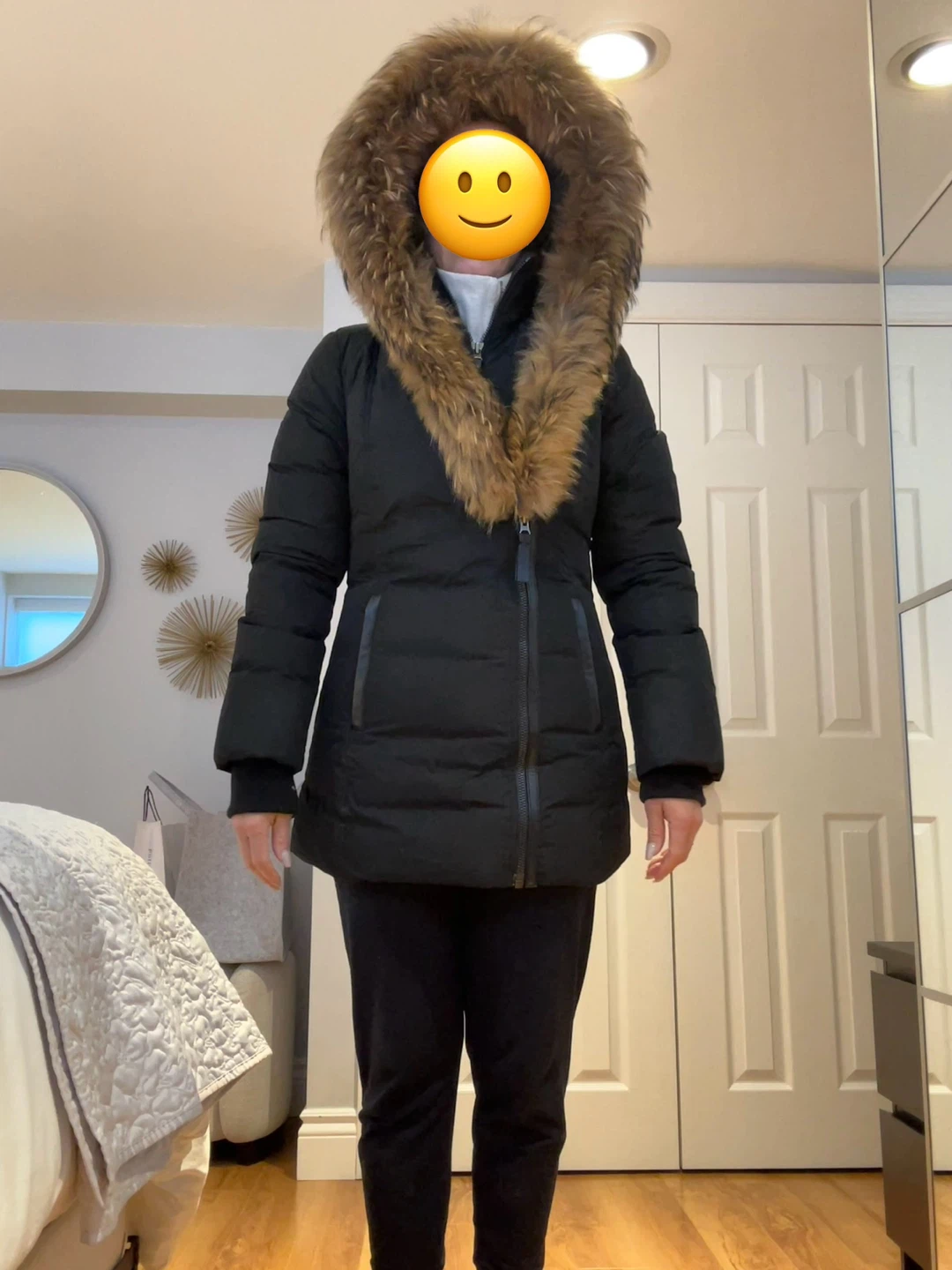 Mackage Black Down Coat with Fur Hood - Size S/P - photo 4