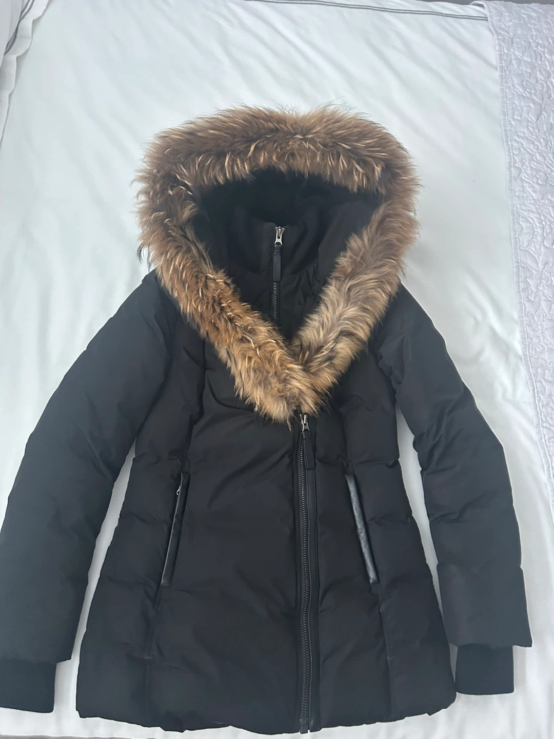 Mackage Black Down Coat with Fur Hood - Size S/P