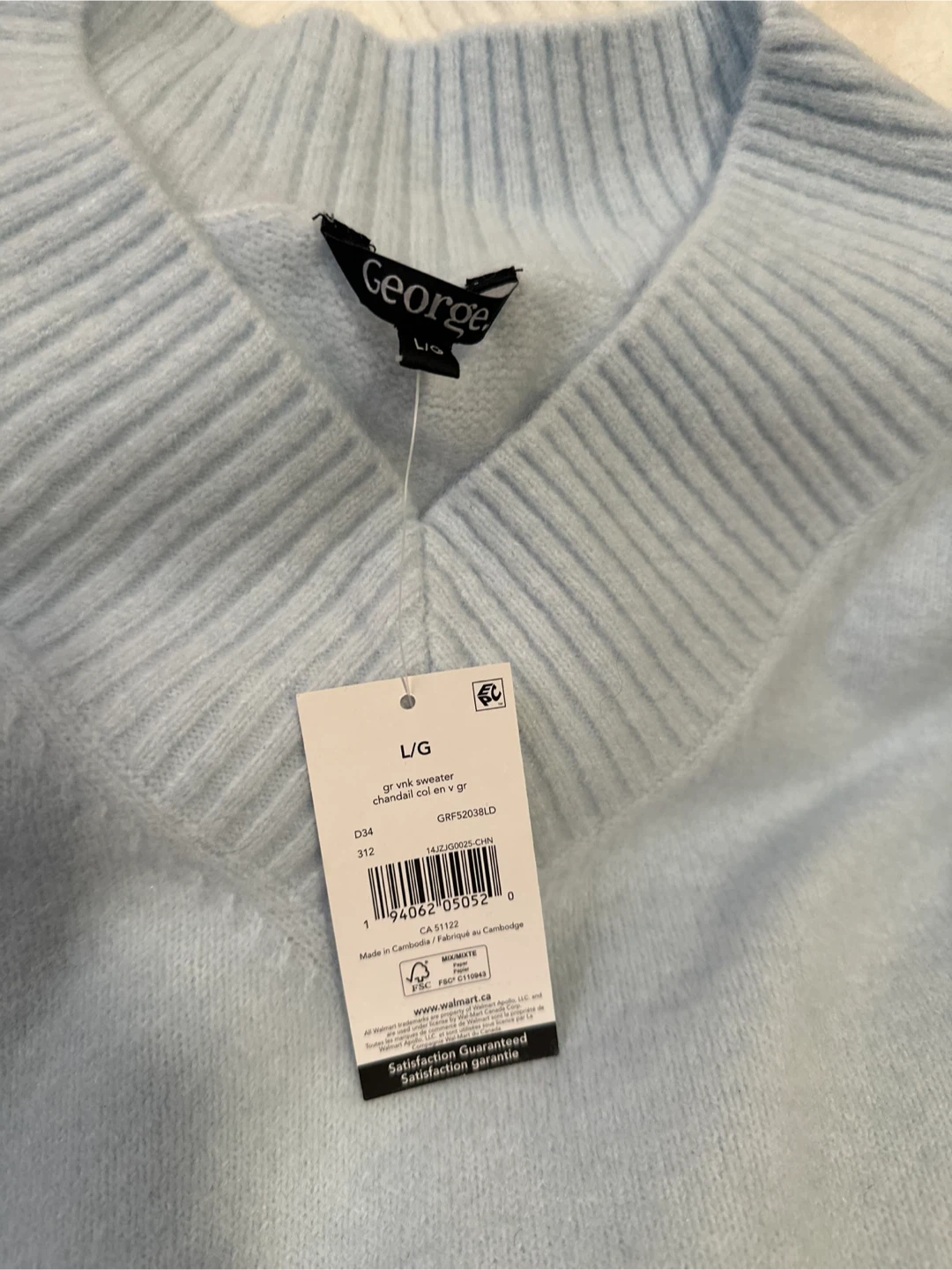 George Women's V-Neck Sweater (Light Blue, L) - photo 4