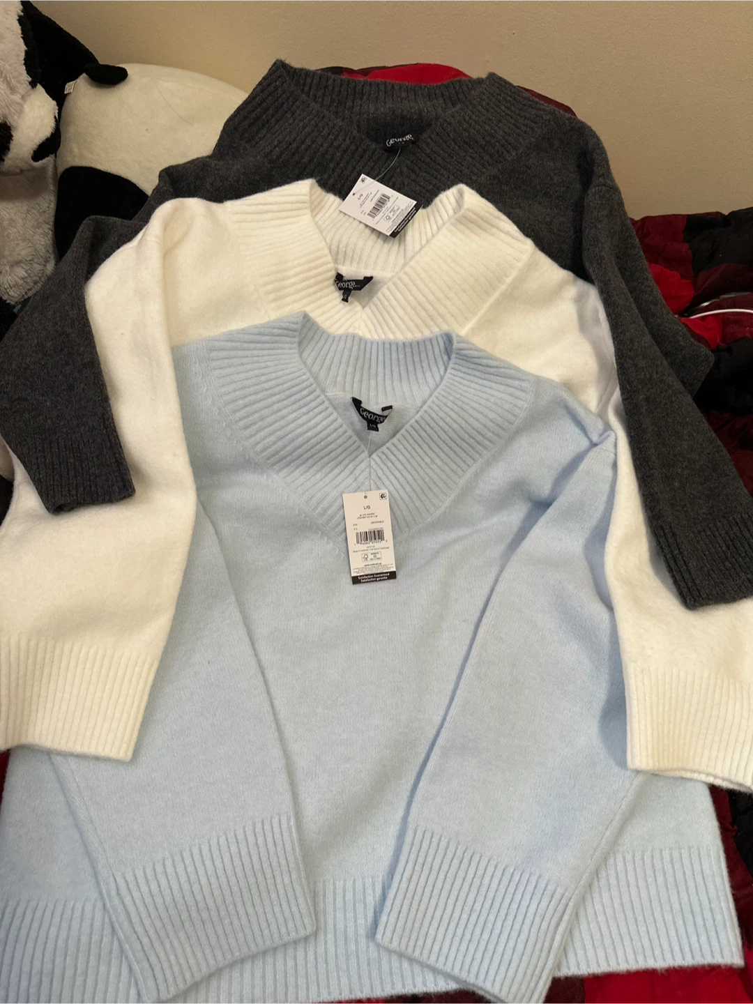 George Women's V-Neck Sweater (Light Blue, L) - photo 3