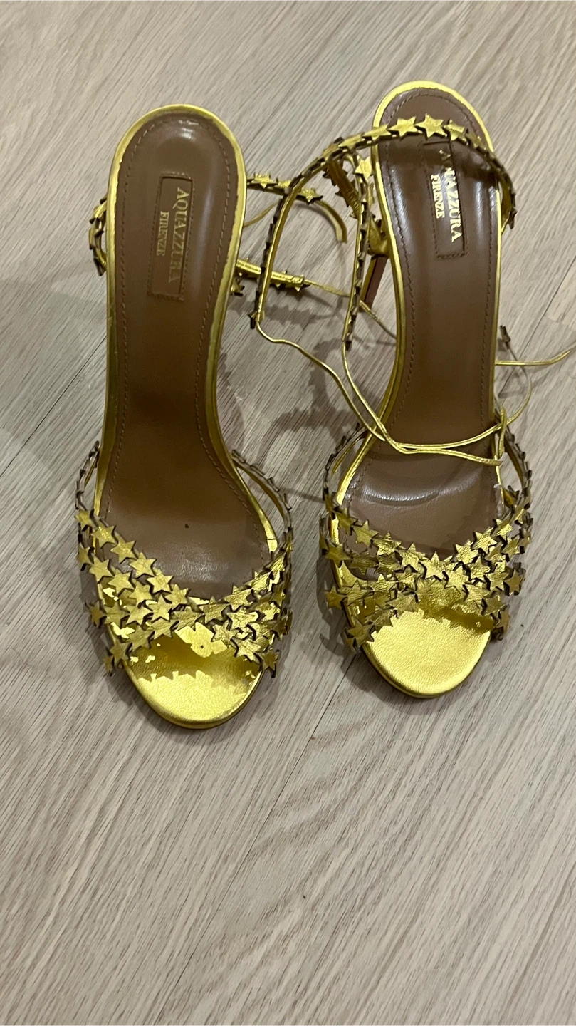 Aquazzura Gold Star Ankle Strap Heels - photo 3