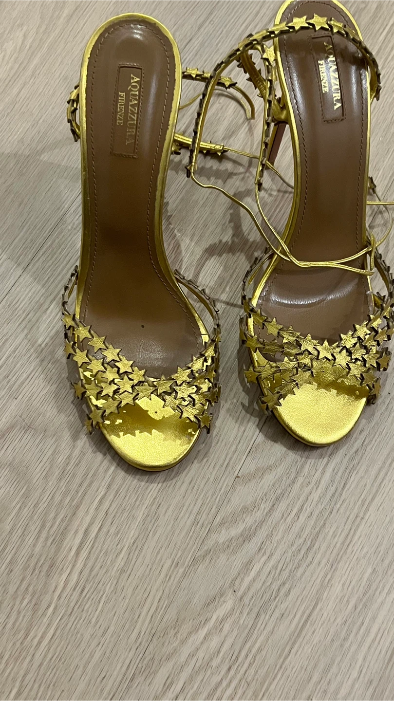 Aquazzura Gold Star Ankle Strap Heels - photo 4