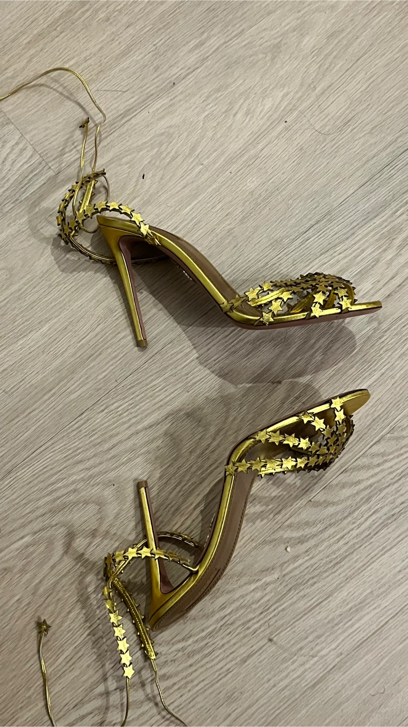Aquazzura Gold Star Ankle Strap Heels - photo 2
