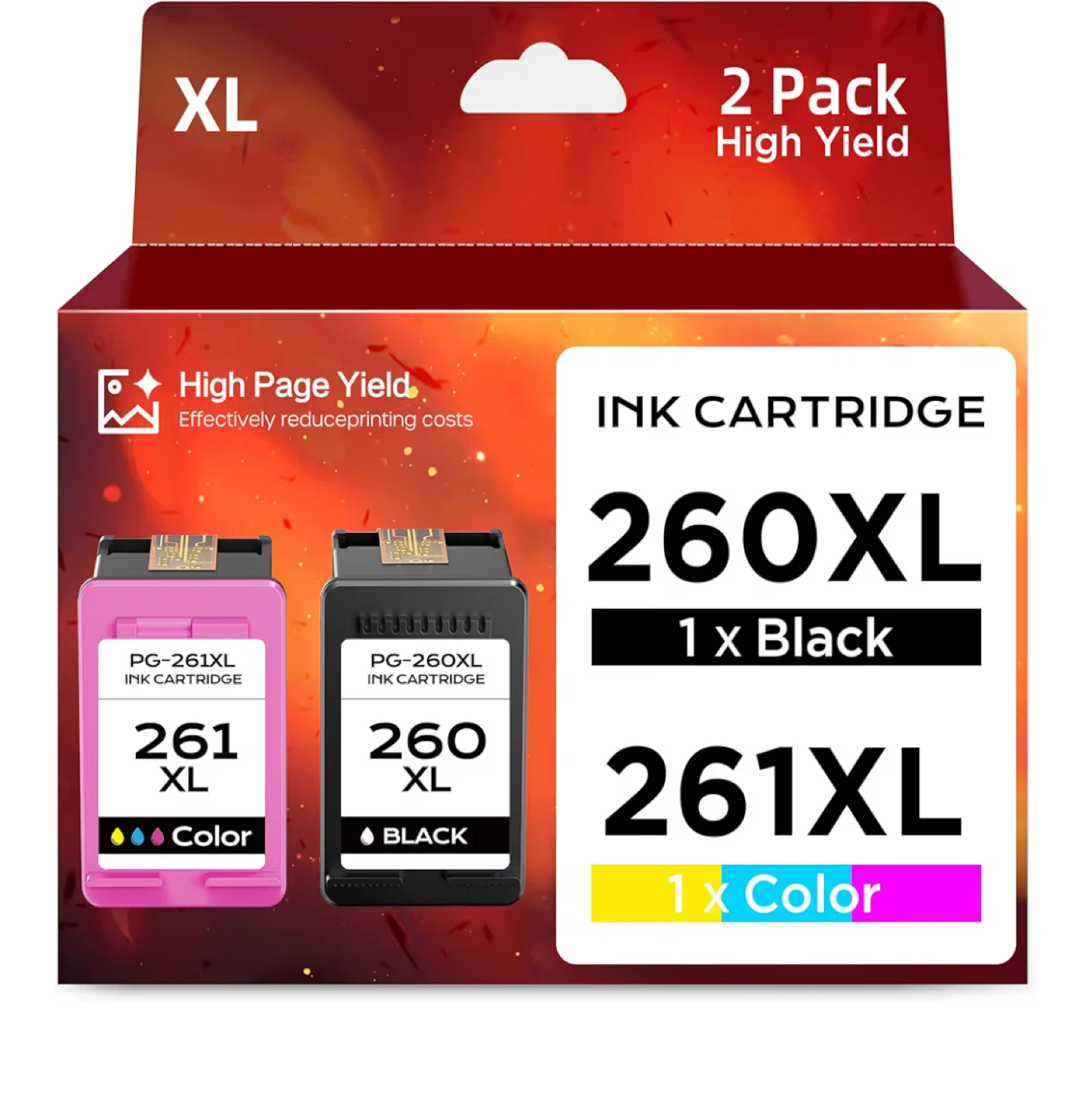 Belietop PG-260XL & CL-261XL Ink Cartridge 2 Pack XL High Yield