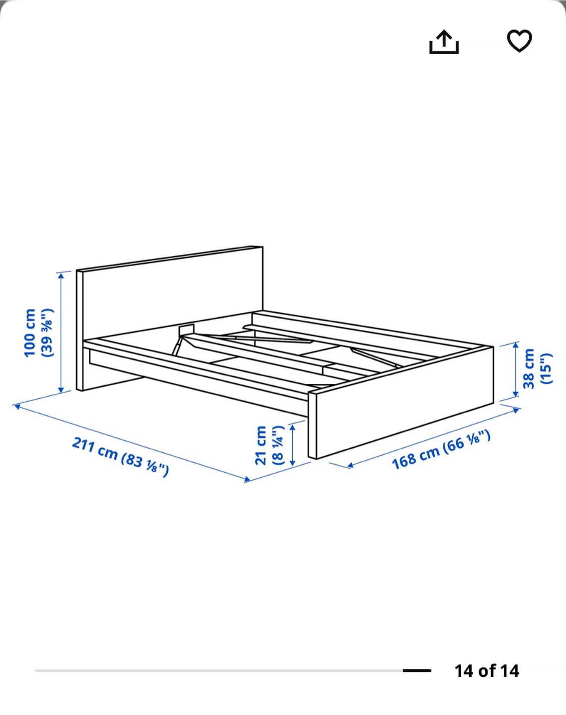 IKEA MALM Bed Frame with VALEVÅG Mattress (Queen, White) - photo 2