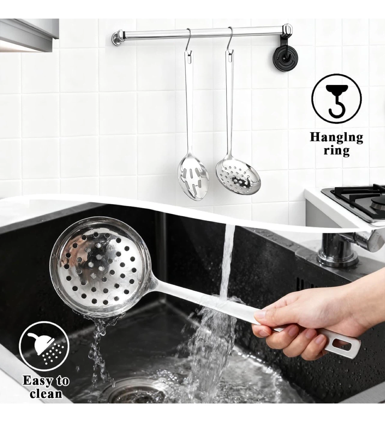 Stainless Steel Slotted Spoon & Skimmer Set