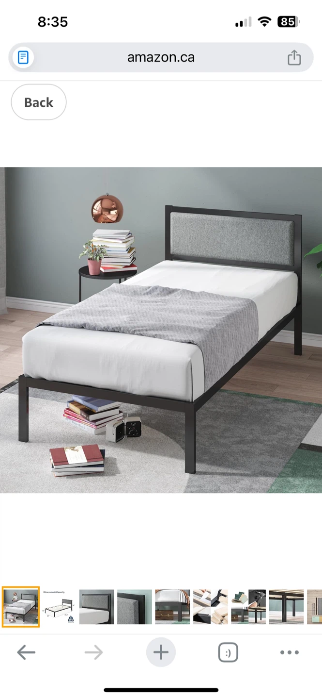 Zinus Twin Bed Frame with Upholstered Headboard - photo 2