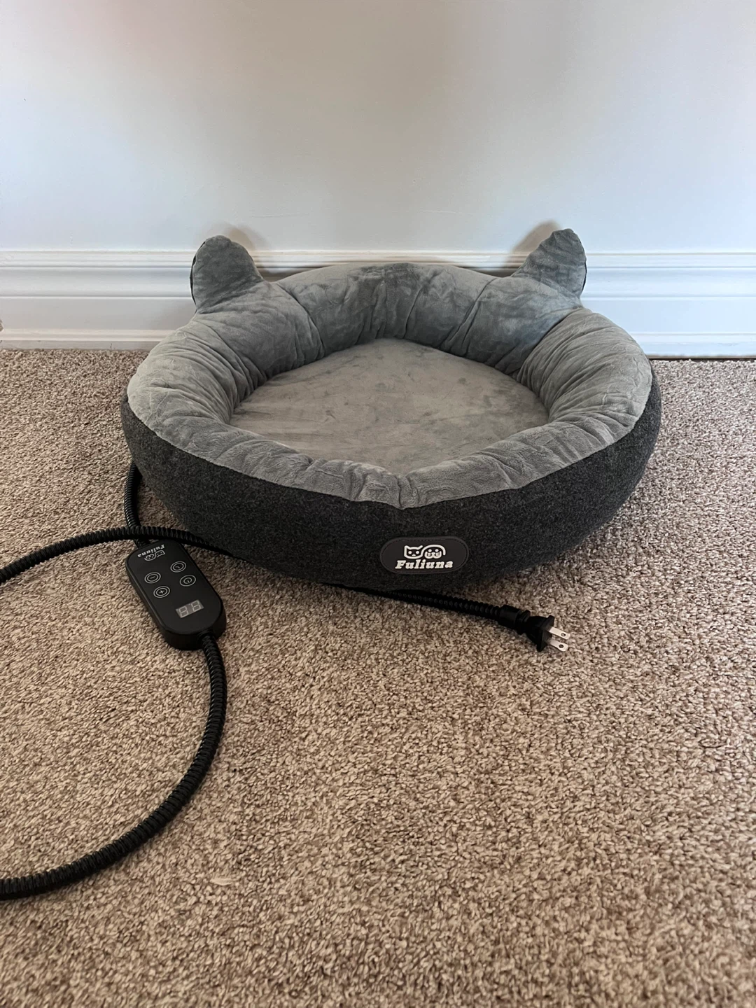 Fuliana Heated Pet Bed Grey