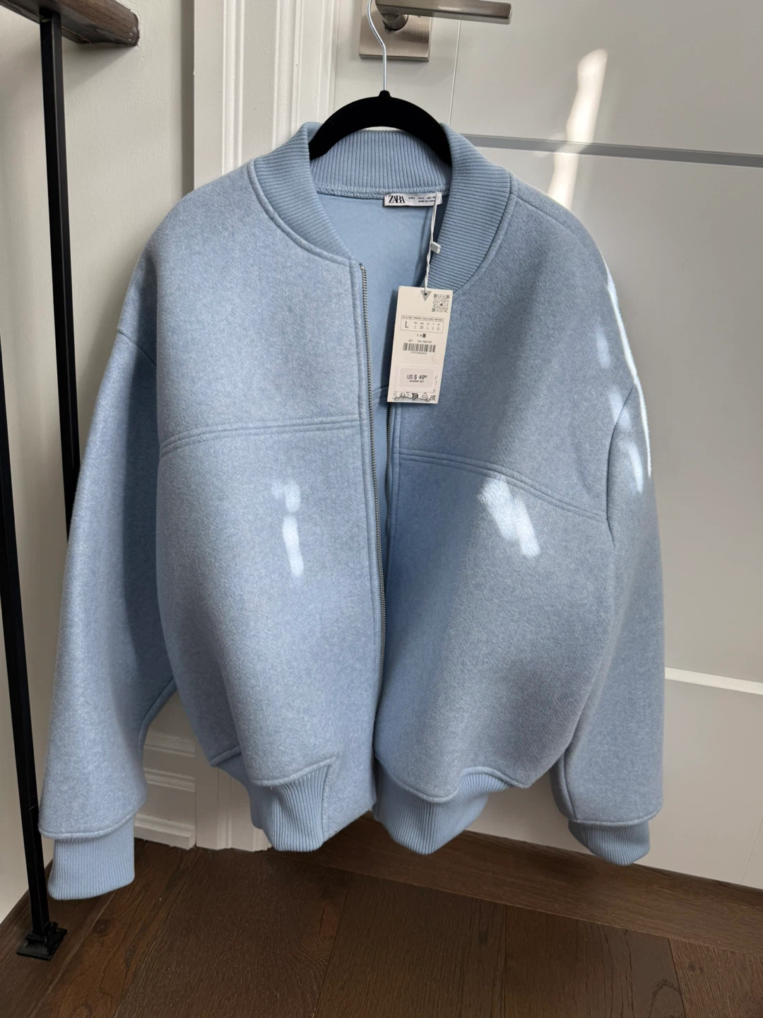 Zara Light Blue Bomber Jacket Size L