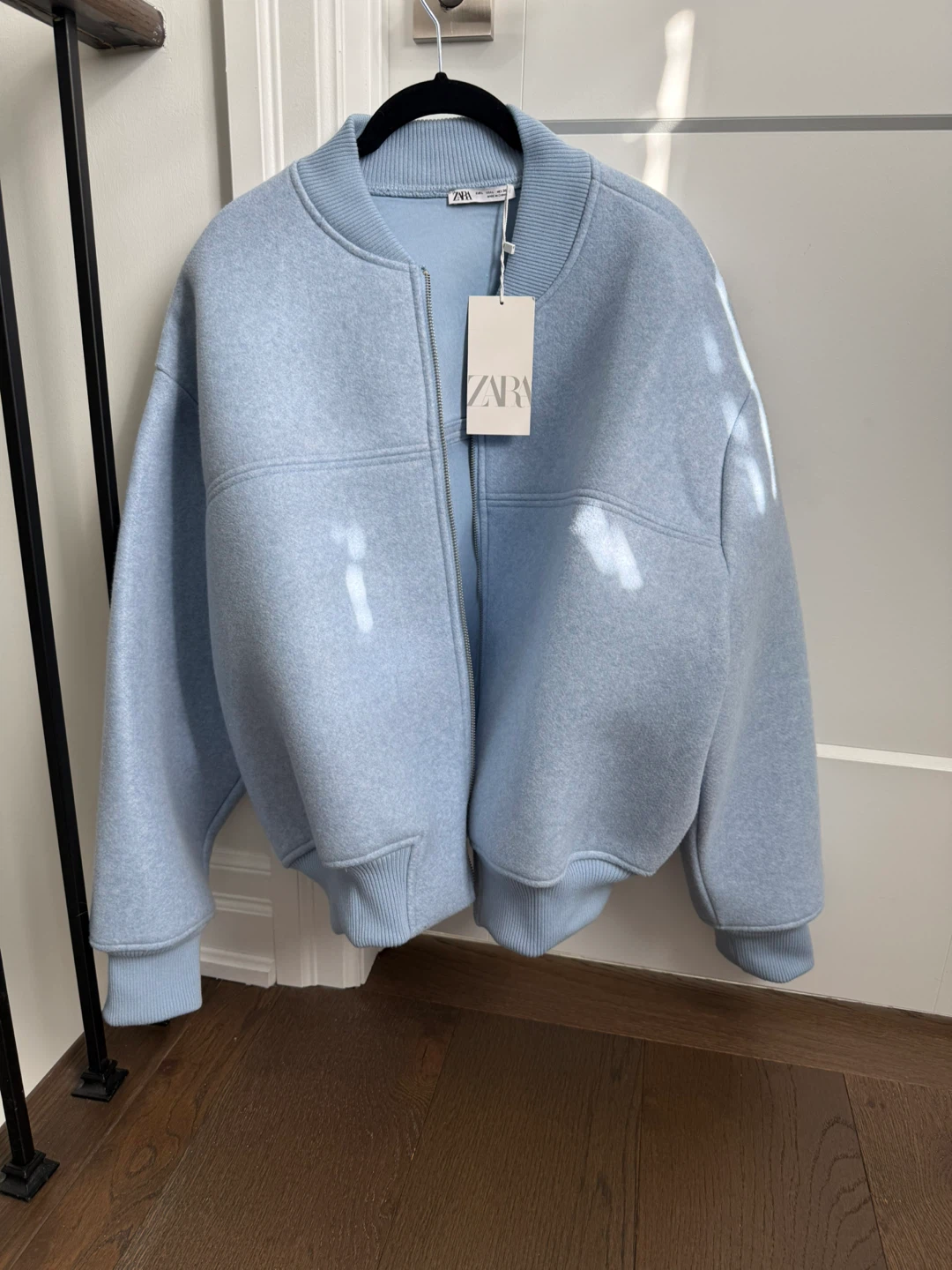 Zara Light Blue Bomber Jacket Size L - photo 2