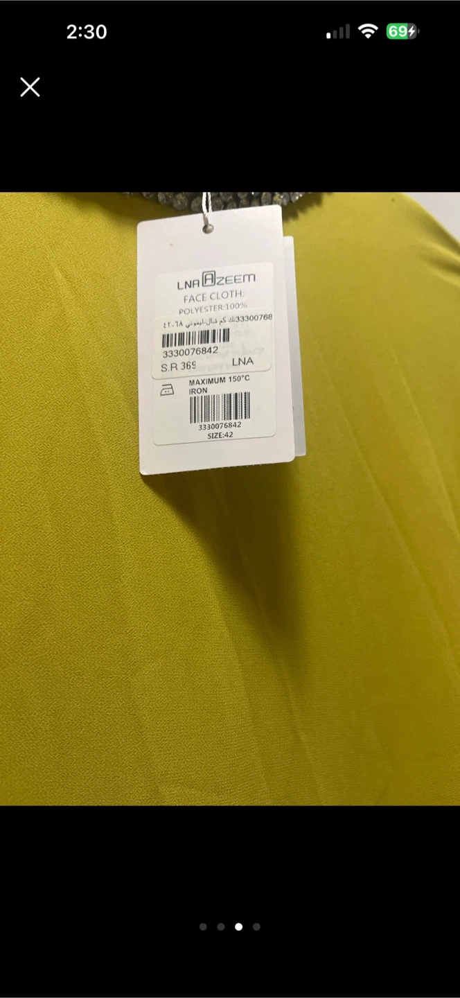 LNA Azeem Yellow Embellished Neckline Dress Size 42 - photo 2
