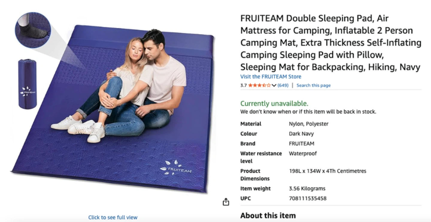FRUITEAM Double Sleeping Pad - Dark Navy - photo 2
