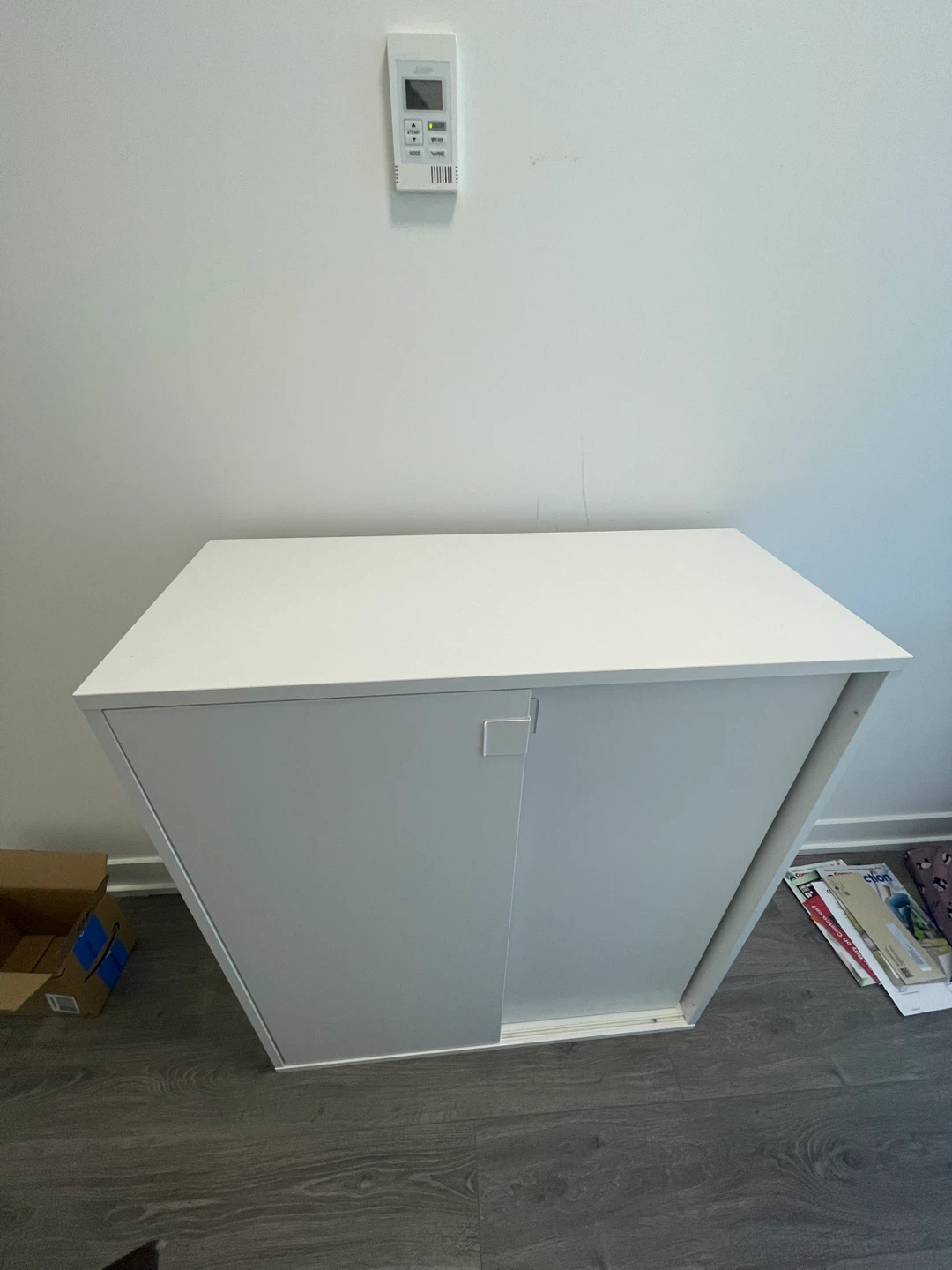White shoe Storage Cabinet with Sliding Door