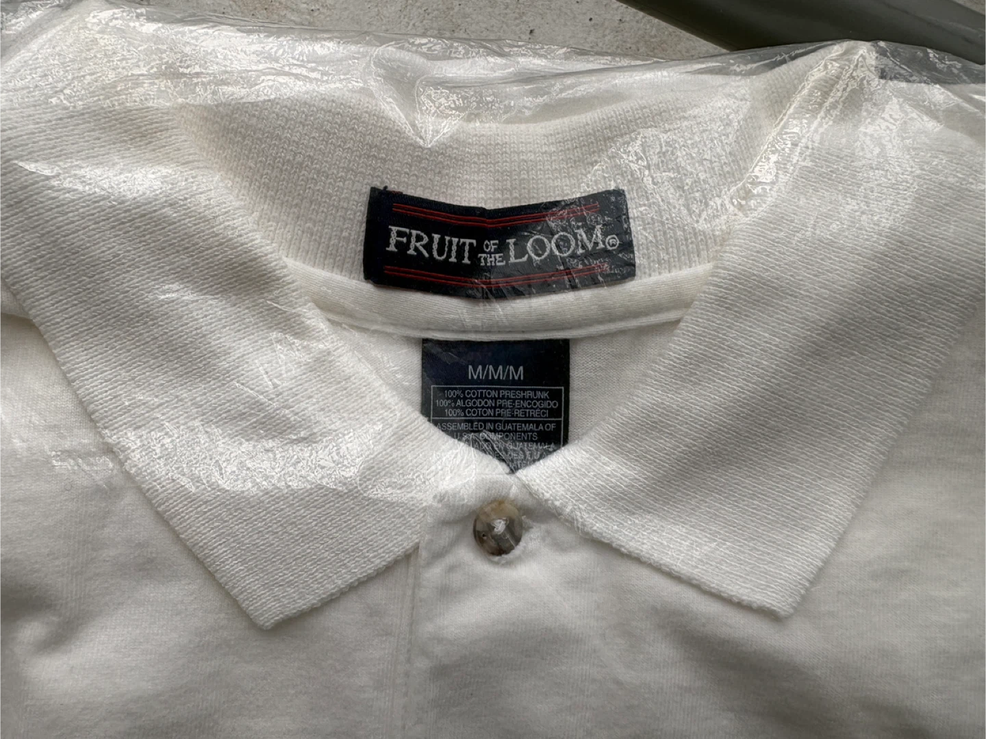 Fruit of the Loom White Polo Shirt，Size M - photo 2