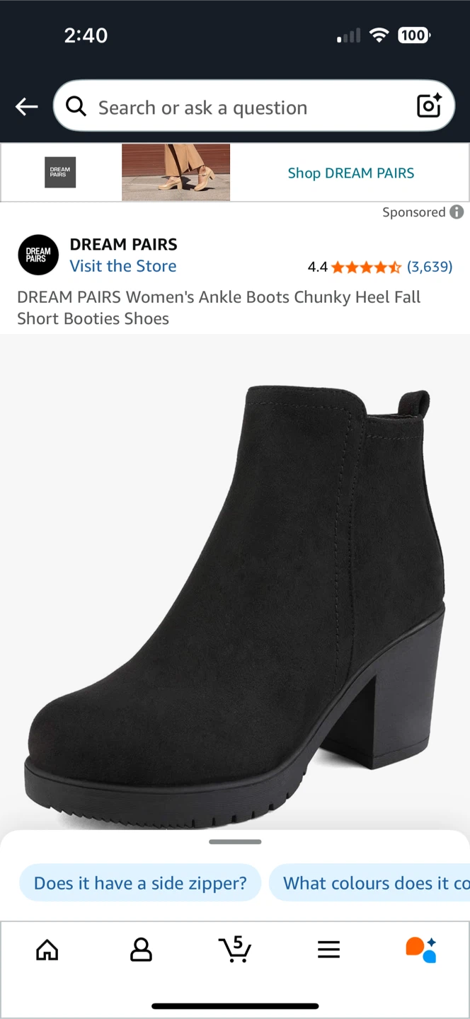 DREAM PAIRS Women's Black Ankle Boots Size 6