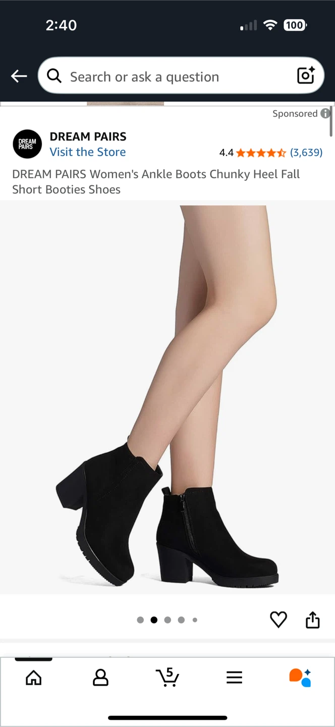 DREAM PAIRS Women's Black Ankle Boots Size 6 - photo 2