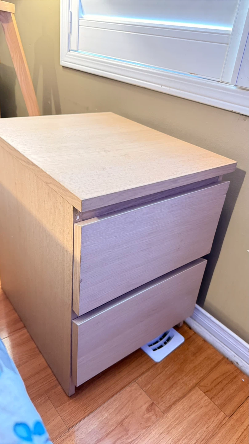 Light Wood 2-Drawer Nightstand - photo 2