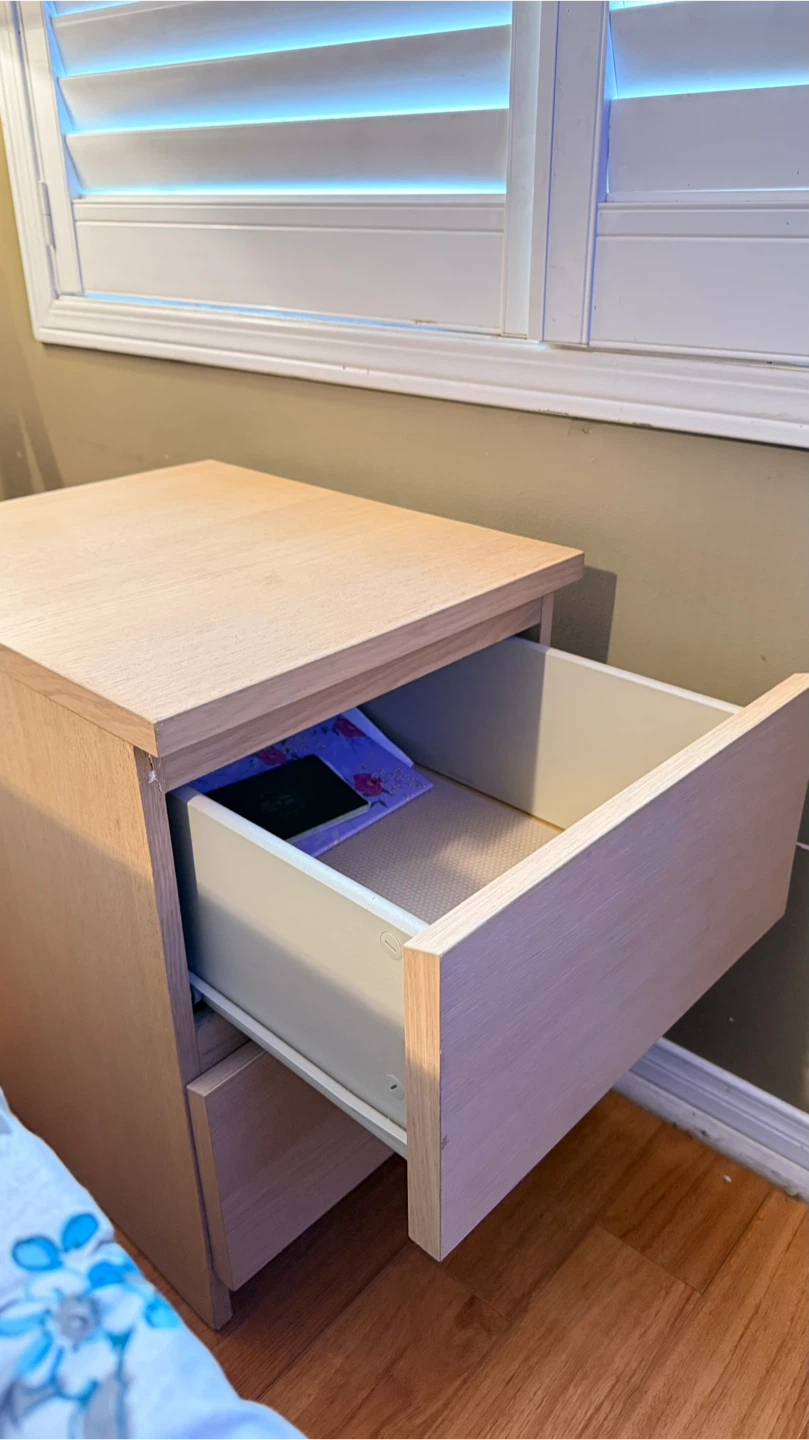 Light Wood 2-Drawer Nightstand - photo 3