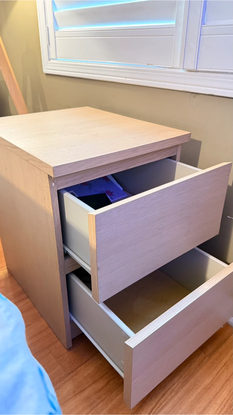 Light Wood 2-Drawer Nightstand