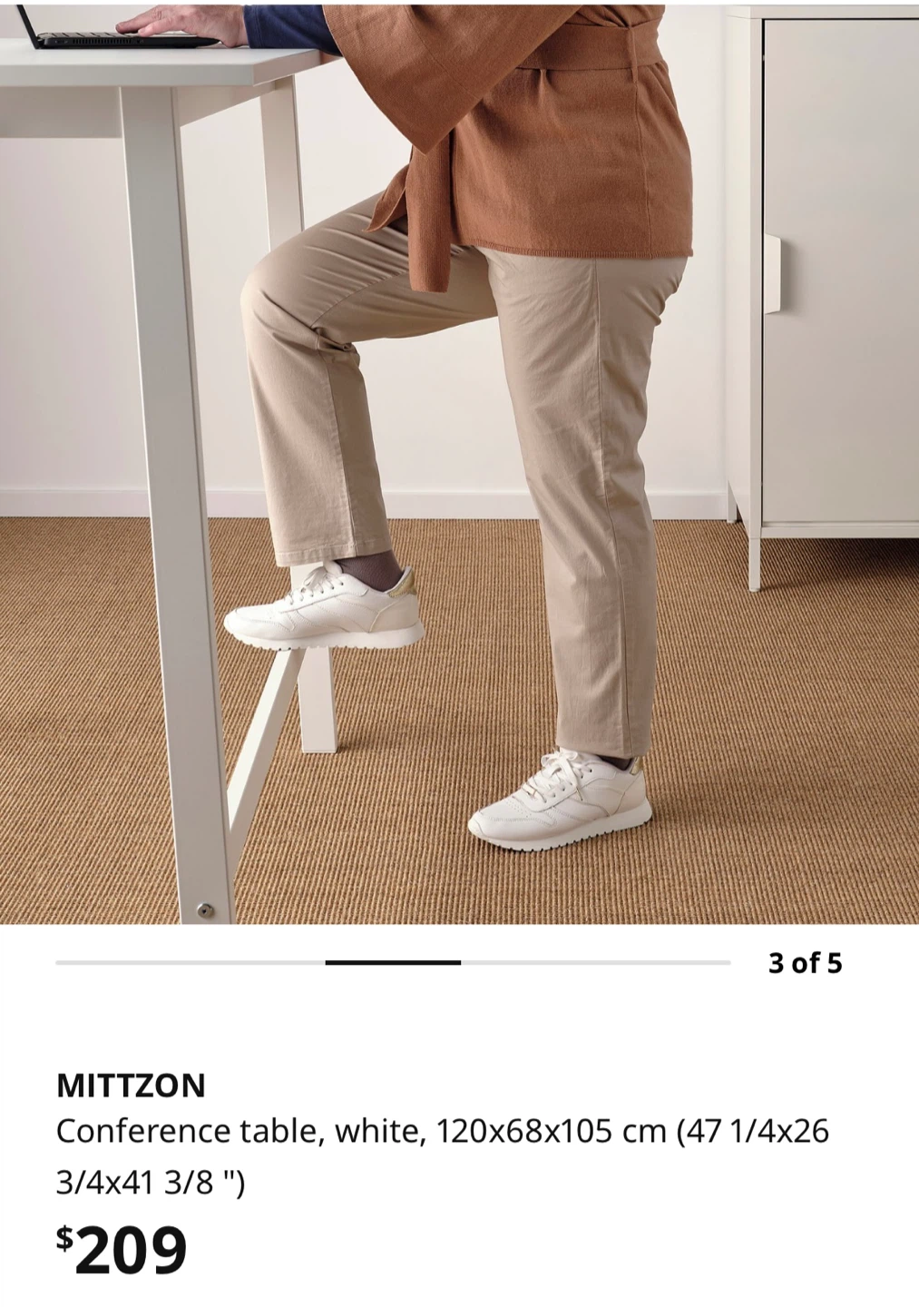MITTZON Conference Table - White, 120x68x105 cm - photo 3