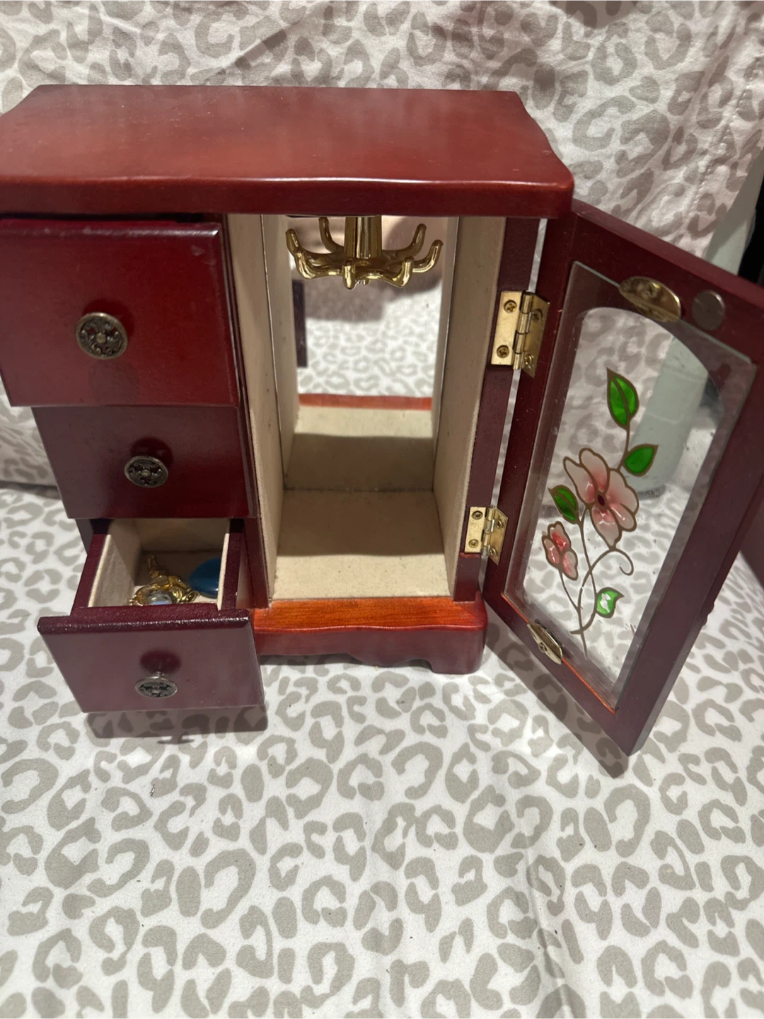 Wooden Jewellery Box with Drawers and Hanger - photo 2