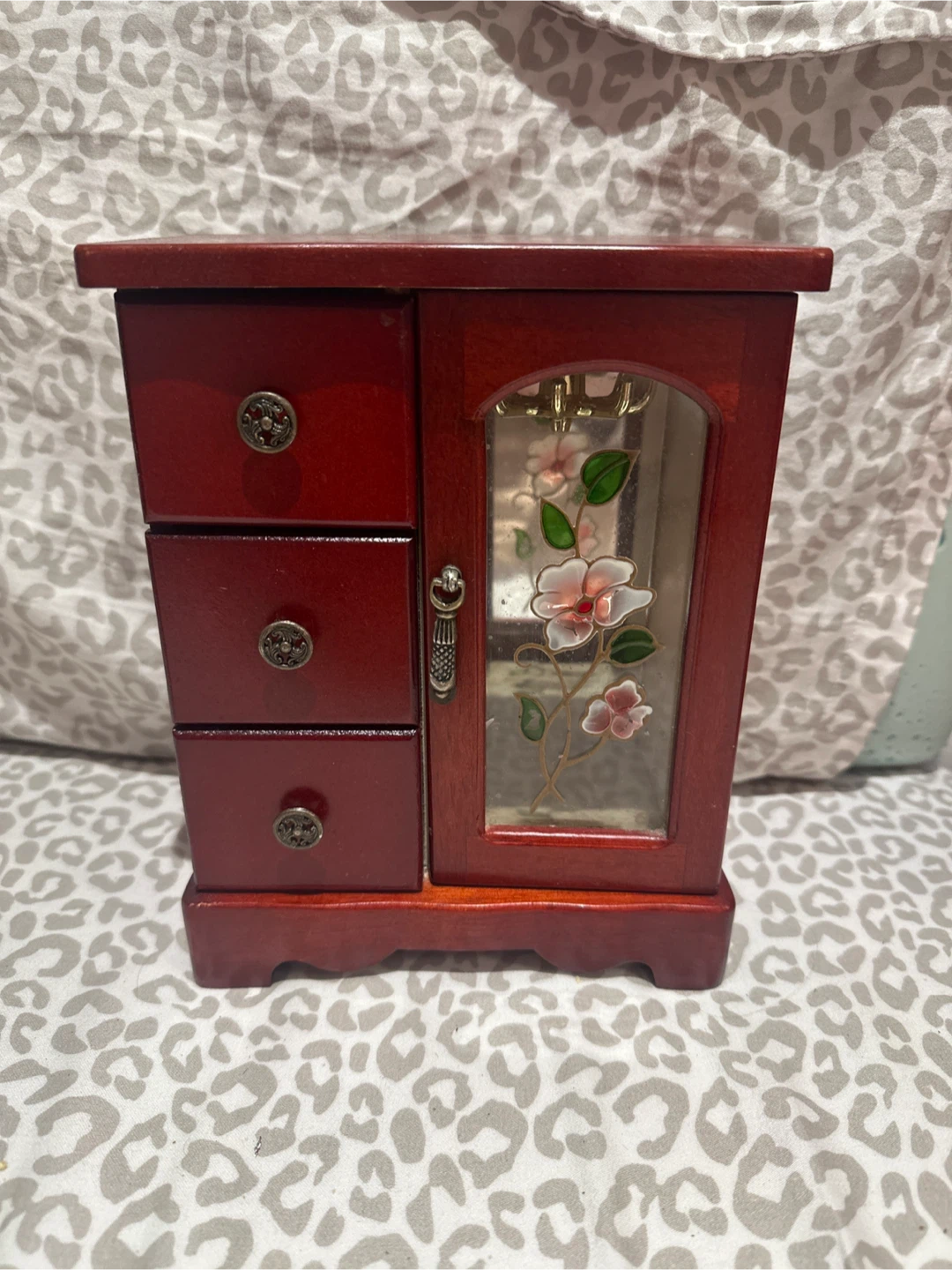 Wooden Jewellery Box with Drawers and Hanger