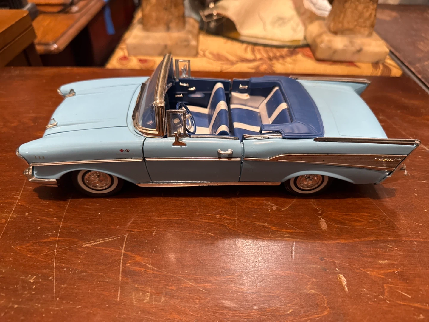 1957 Chevrolet Bel Air Convertible in light blue Model Car