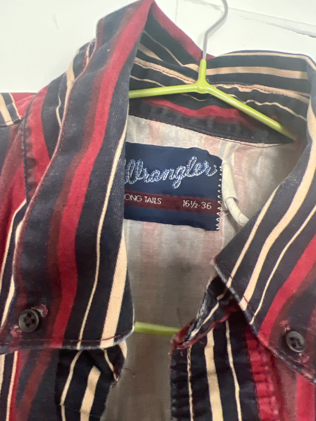 🏆Wrangler Striped Long Sleeve Button-Up Shirt - 16 1/2-36 - photo 2