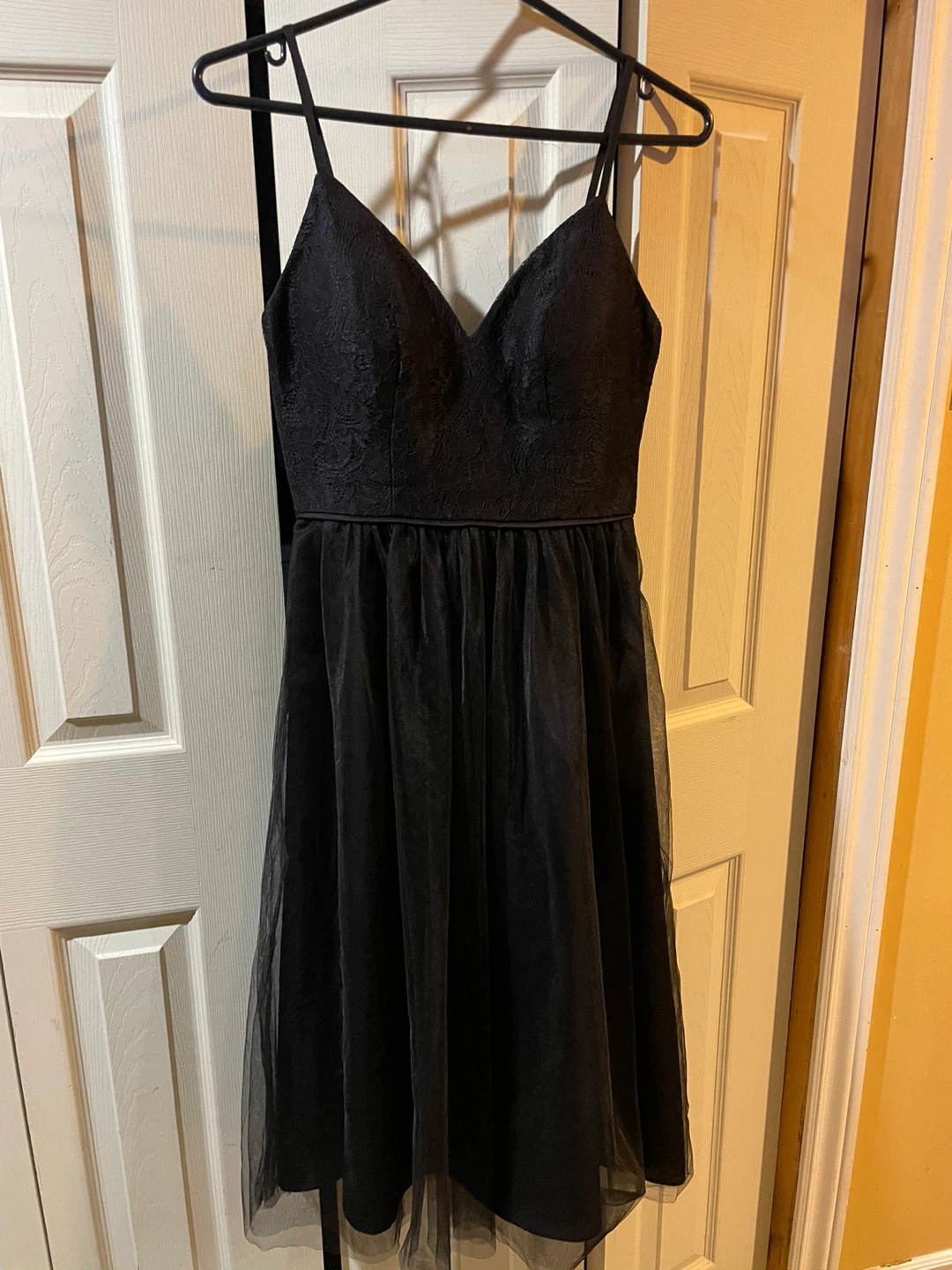 David's Bridal Black Lace & Tulle Dress