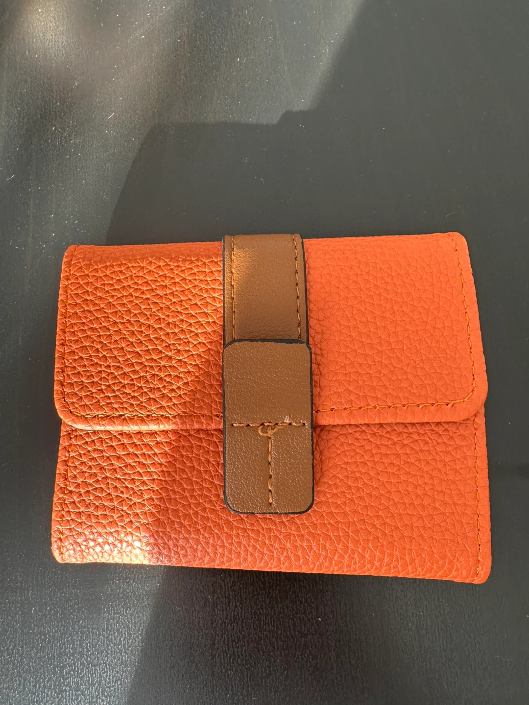 Orange Textured Card Holder Wallet
