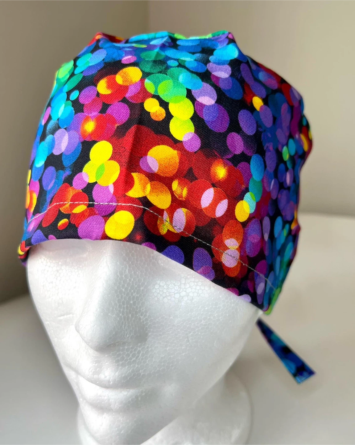 Tie-Back Scrub Cap - Colorful Bokeh Dots - photo 2