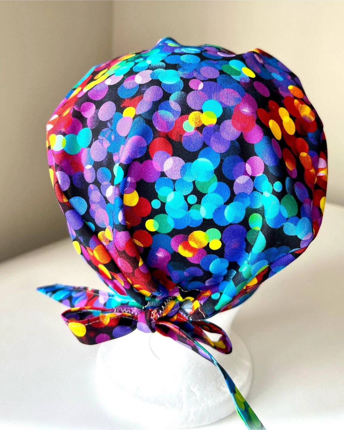 Tie-Back Scrub Cap - Colorful Bokeh Dots - photo 3