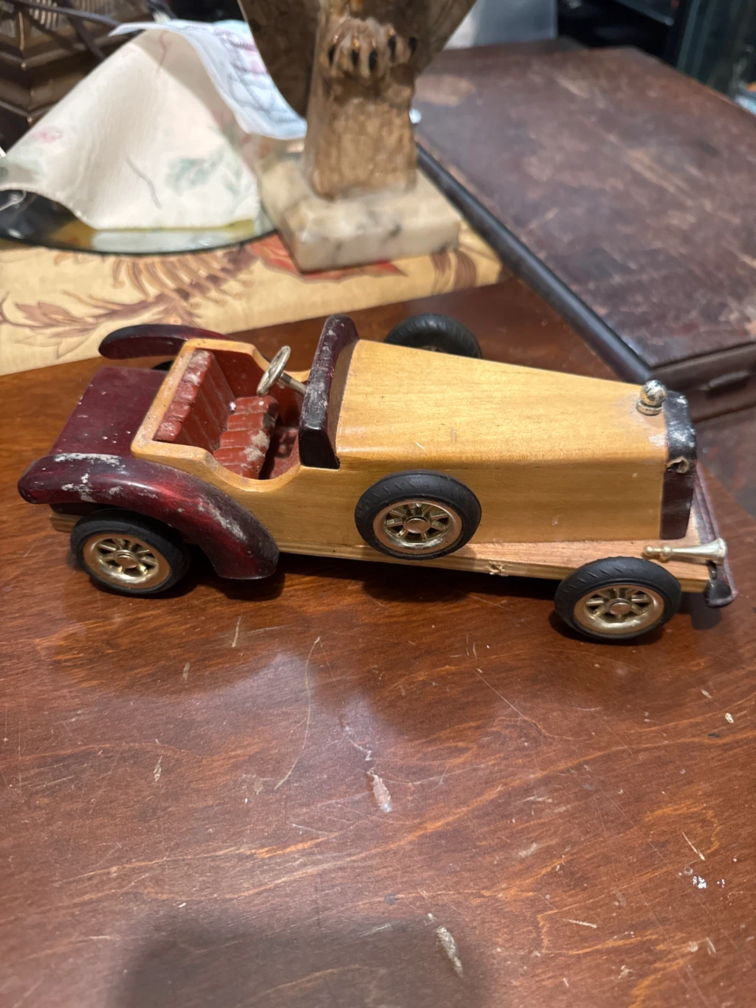Wooden Toy Car - Red and Natural Wood