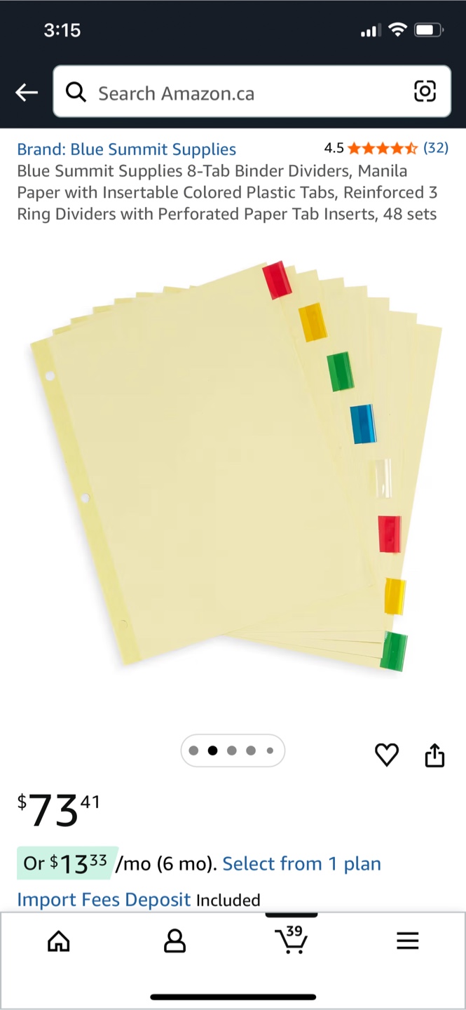 Blue Summit Supplies 8-Tab Binder Dividers - 48 Sets