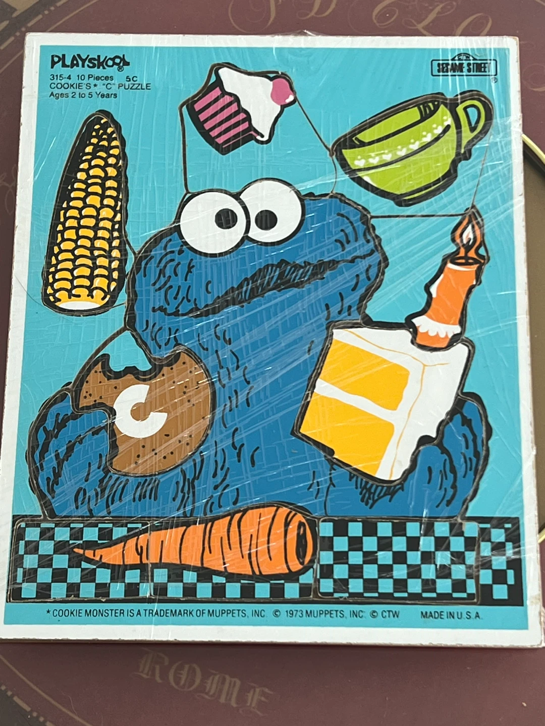 Vintage 1973 Playskool Sesame Street Cookie Monster Puzzle