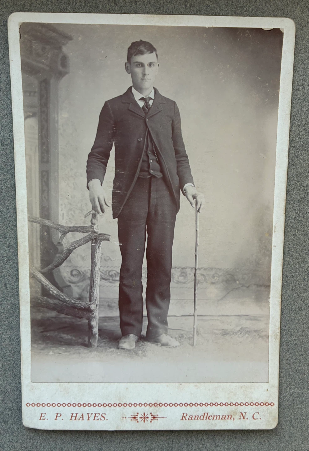 $7 antique vintage portrait cabinet card man cane photograph