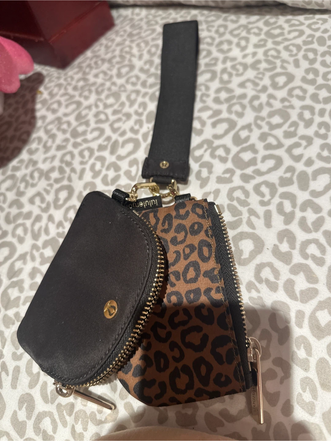 Lululemon Card Holder Pouch Set - Leopard Print & Black