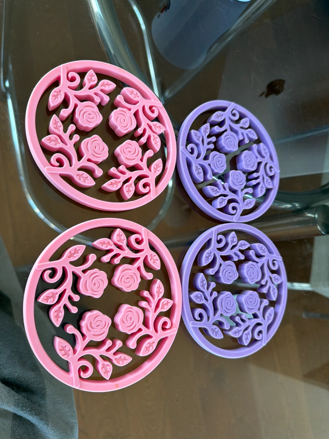 Set of 4 Floral Coasters (Pink & Purple) - photo 2