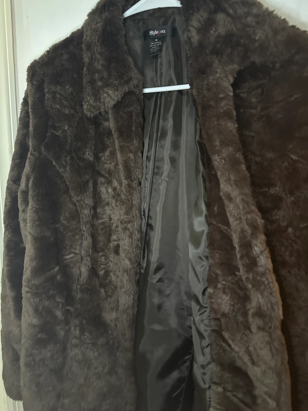 Style & Co Women's Faux Fur Coat Medium Brown - photo 2