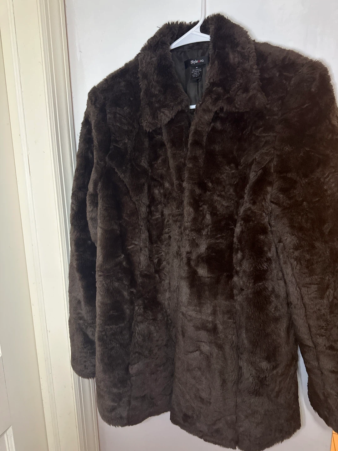 Style & Co Women's Faux Fur Coat Medium Brown