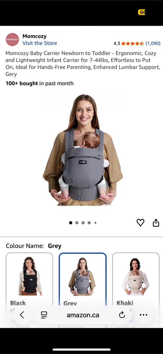 Momcozy Baby Carrier Newborn to Toddler Grey 7-44lbs