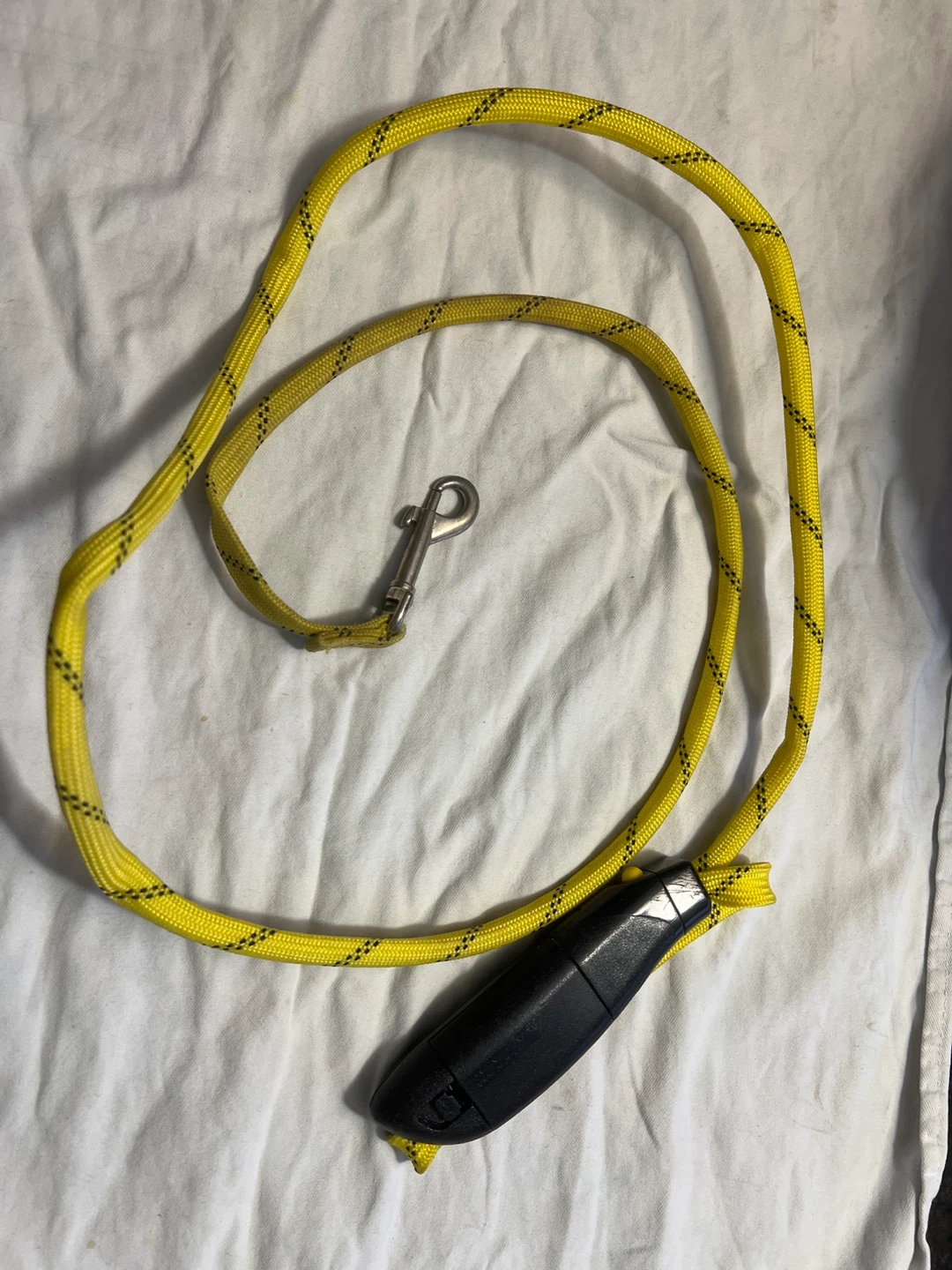 Yellow Rope Dog Leash with Black Handle